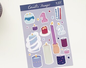 Hand Drawn Candle Stickers: Planner, Scrapbook, Cards (Set of Two)