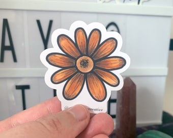 Yellow Flower Sticker, Weatherproof Matte Vinyl, 2x2