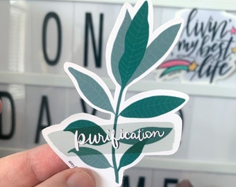 Bay Leaf Purification Sticker, Matte Vinyl (2"x2")