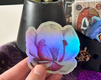 Flower sticker, cute sticker, 2x2”, sticker for laptop, water bottle or kindle, holographic sticker