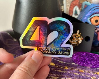 Hitchhiker’s Guide Sticker, Nerdy Sticker, Stickers for laptop, water bottle and more, 2x2”, sci-fi, Galaxy, 42 the answer
