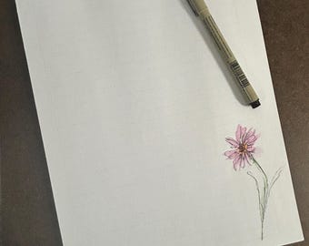 Notitieblok met bloemenmotief: Pink Daisy Stationery, 8,5 x 11 inch gelinieerd papier