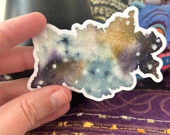 Matte Vinyl Sticker, Watercolor Galaxy Sticker, Celestial, Space, Art, For laptops, journals, waterbottles,  kindle (3" x 2.5")