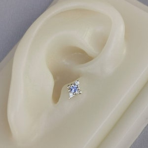 Genuine Tanzanite Tragus Earring Cartilage Piercing Helix Earring Cartilage Earring Conch Earring 16G