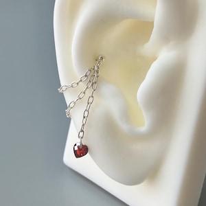 16G Double Layer Chain Attachment Conch Stud Chained Piercing Linking Helix Stacking Earring Jacket Cartilage Silver Threadless Barbell Post