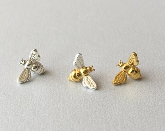 Tiny Bee Helix Earring Sterling Silver Bee Tragus Piercing Gold Bee Cartilage Earring Piercing Bioflex Push In 16G