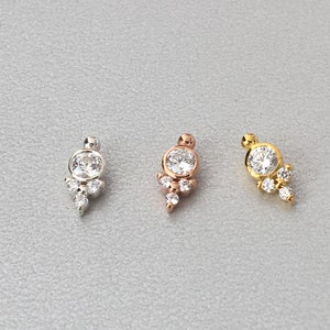 16G Dainty CZ Diamond Cluster Tragus Earring Minimalist Helix Stud Cartilage Piercing Conch Jewelry Push Pin Flat Back Bioflex Labret Post