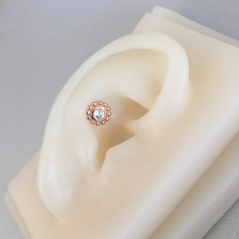 CZ With Round Balls Helix Earring Cartilage Piercing Tragus Etsy