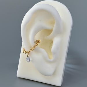 16g Gold Chain Conch Stud Chained Attachment Orbital Piercing Linking Helix Stacking Earring Jacket Cartilage Silver Threadless Barbell Post