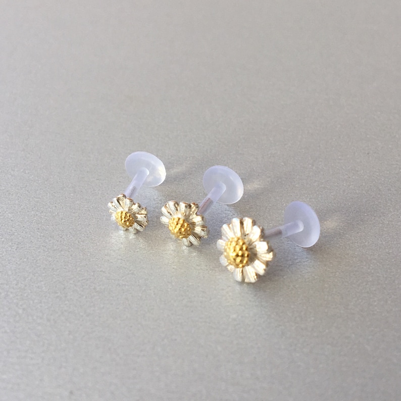 Silver Daisy Flower Helix Earring Flower Forward Helix Earring Etsy