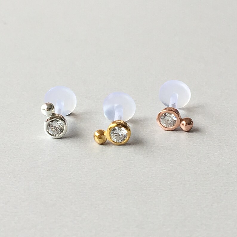 CZ with Ball Tragus Earring Helix Earring Cartilage Piercing Helix piercing Labret Piercing Conch piercing Medusa Piercing Tragus Stud 16G
