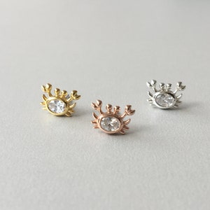 Cute CZ Diamond Sea Crab Sterling Silver CZ Tragus Piercing Conch Piercing Cartilage Earring Piercing 16G
