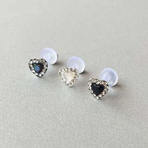 Heart Helix Earring Sterling silver Heart Tragus Piercing  Heart Cartilage Piercing 16G 6mm 8mm 10mm Bioflex