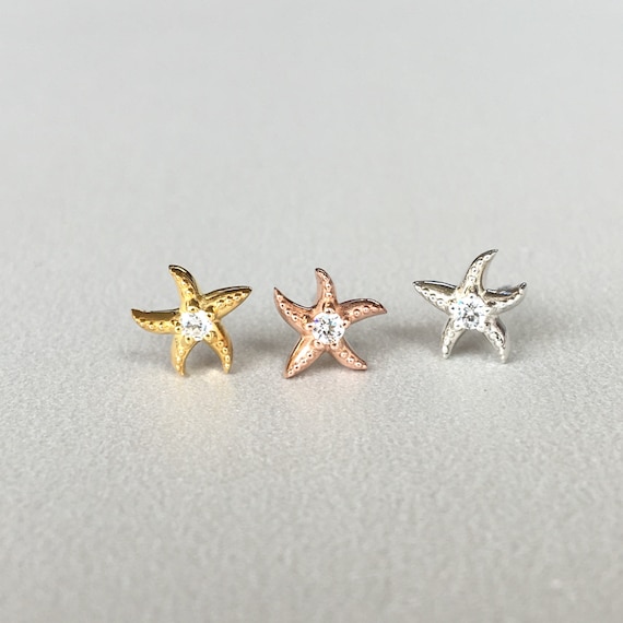 Starfish With CZ Tragus Earring Stud CZ Helix Piercing Tragus - Etsy
