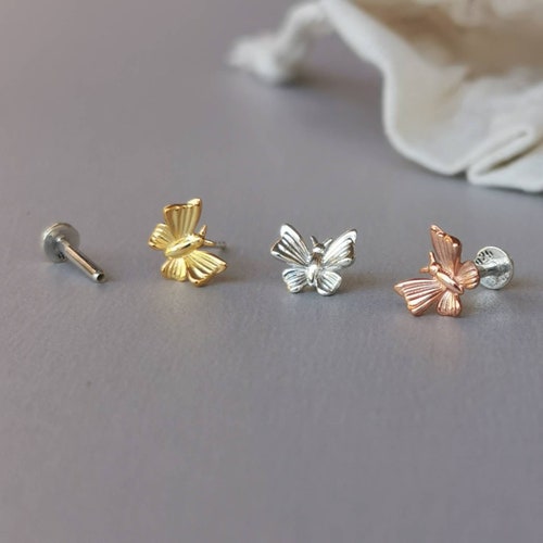 Mini CZ Crescent Helix Earring 18g/16g Threadless Sterling Etsy