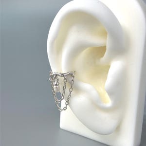 16G Double Layer Chained Conch Earring Dangled Drop Pearl Conch Hoop Silver 10mm Twist Conch Ring CZ Diamond Charm Conch Piercing Jewelry