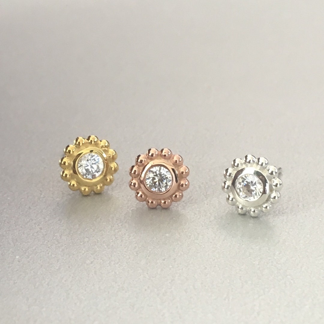 CZ With Round Balls Helix Earring Cartilage Piercing Tragus Etsy