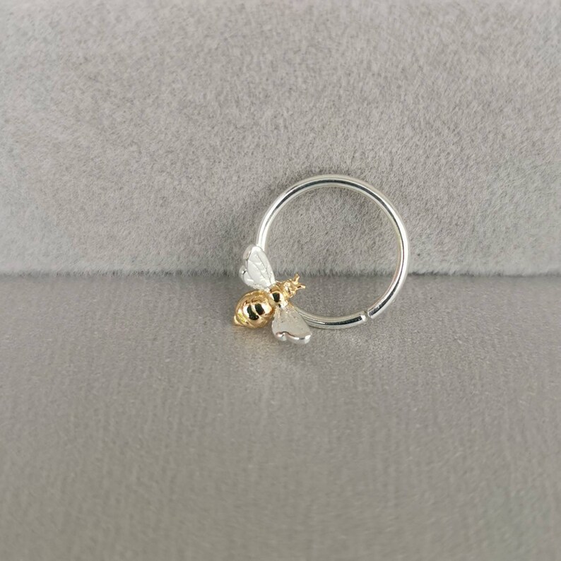 Tiny Bee Daith Piercing Septum Ring Piercing Sterling Silver Bee Hoop Piercing 18 G