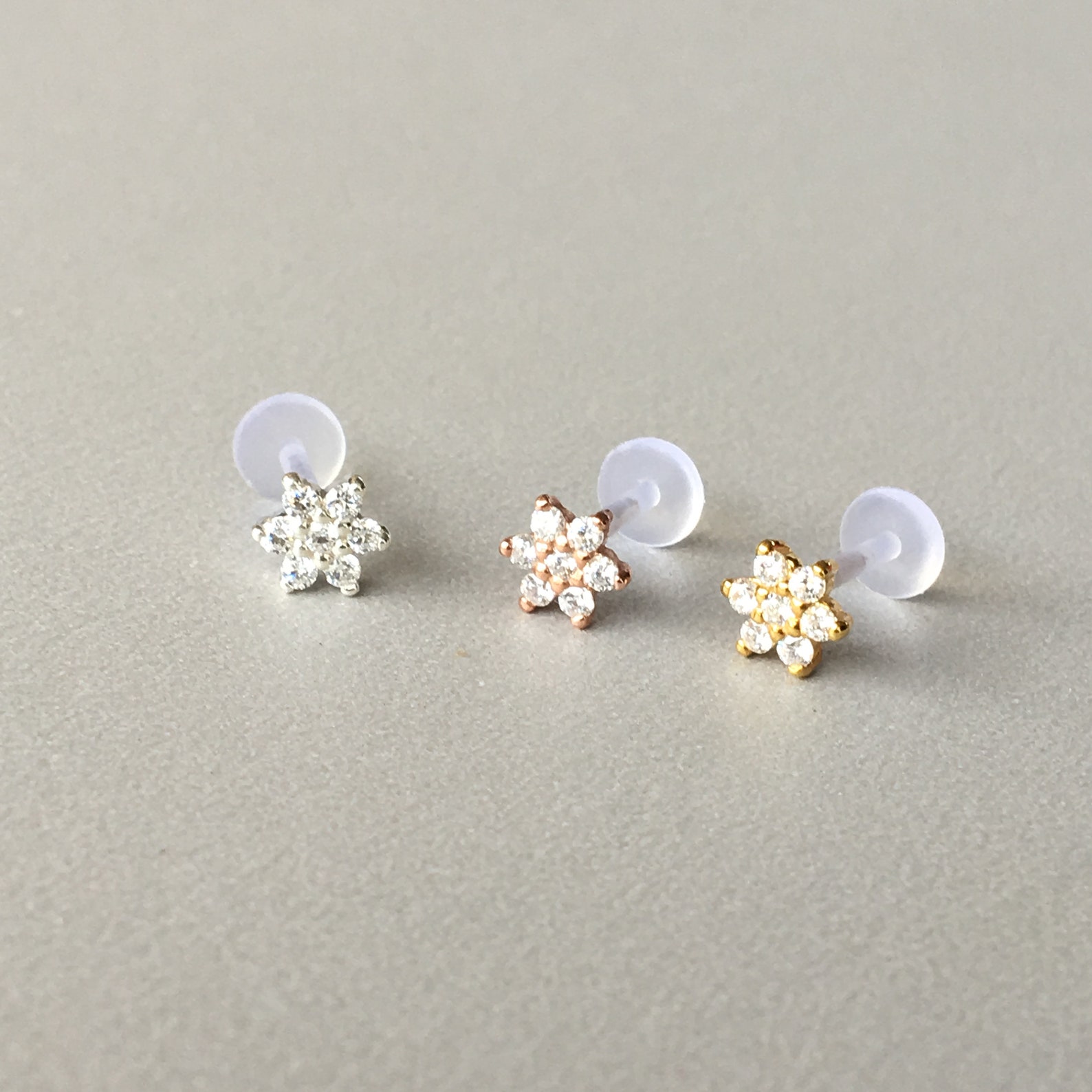CZ Daisy Flower Tragus Earring Helix Earring Cartilage Etsy
