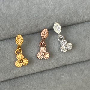 Boucle d'oreille hélix fleur pendante 16G petite feuille goujon Tragus minimaliste argent cartilage piercing bijoux épingle Bioflex dos plat labret