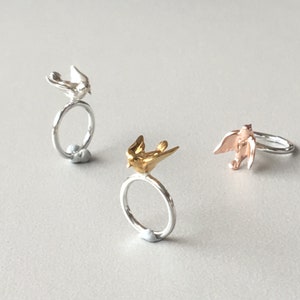 18g Sterling Silver Tiny Bird Helix Hoop Piercing Rook piercing Cartilage Hoop earring Minimal Hoop Earring Animal Helix Hoop Earring
