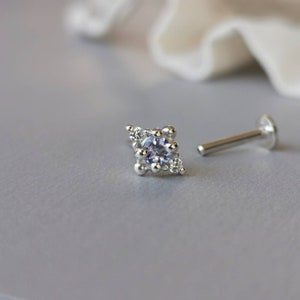 16G 18G Tanzanite Tragus Stud Minimalist Helix Earring Cartilage Piercing Conch Jewelry Push Pin Titanium Flat Back Threadless Labret Post