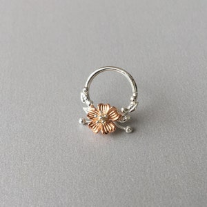 16G Cherry Blossom Daith Hoop Earring Septum Ring Cartilage Hoop Earring Piercing Nose Ring Cherry Blossom earring