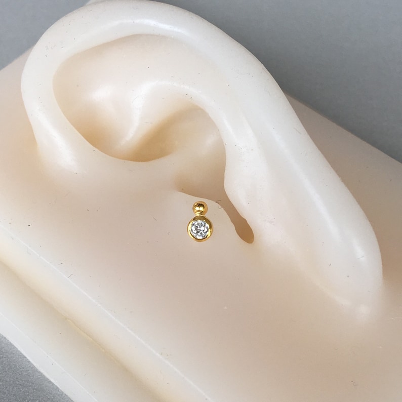 CZ with Ball Tragus Earring Helix Earring Cartilage Piercing Helix piercing Labret Piercing Conch piercing Medusa Piercing Tragus Stud 16G