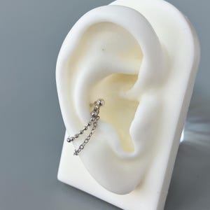 16G Double Chain Attachment Conch Stud Chained Orbital Piercing Linking Helix Stack Earring Jacket Cartilage Silver Threadless Barbell Post