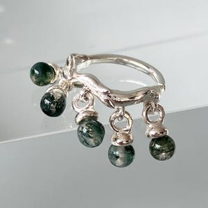 16G Dainty Moss Agate Conch Hoop Earring Silver Conch Hoop 10mm Twist Conch Ring Dangle Bohemian Conch Piercing Jewelry Twig Orbital Hoop