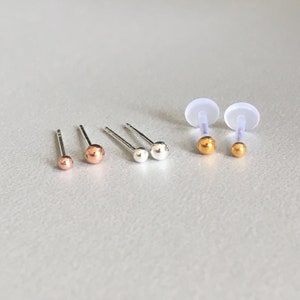 16G Tiny Silver Ball Tragus Stud Small Forward Helix Earring Cartilage Piercing Conch Stud Medusa Stud Flat Back Labret Bioflex Push in Post