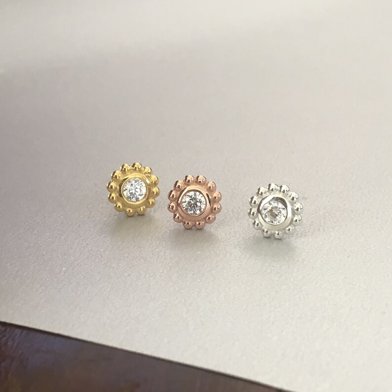 CZ With Round Balls Helix Earring Cartilage Piercing Tragus Etsy