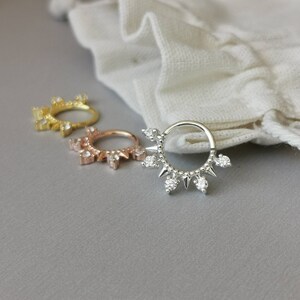 CZ Diamond with Tiny Silver Spikes Helix Hoop Daith Hoop Piercing Cartilage Hoop Daith Piercing Daith Hoop Septum Ring