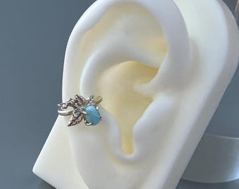 Larimar Conch Ear Cuff Statement Non Pierced Earring 10MM Open Statement Conch Ring Ear Wrap Silver Twig Hoop Ear Clip No Piercing Jewelry