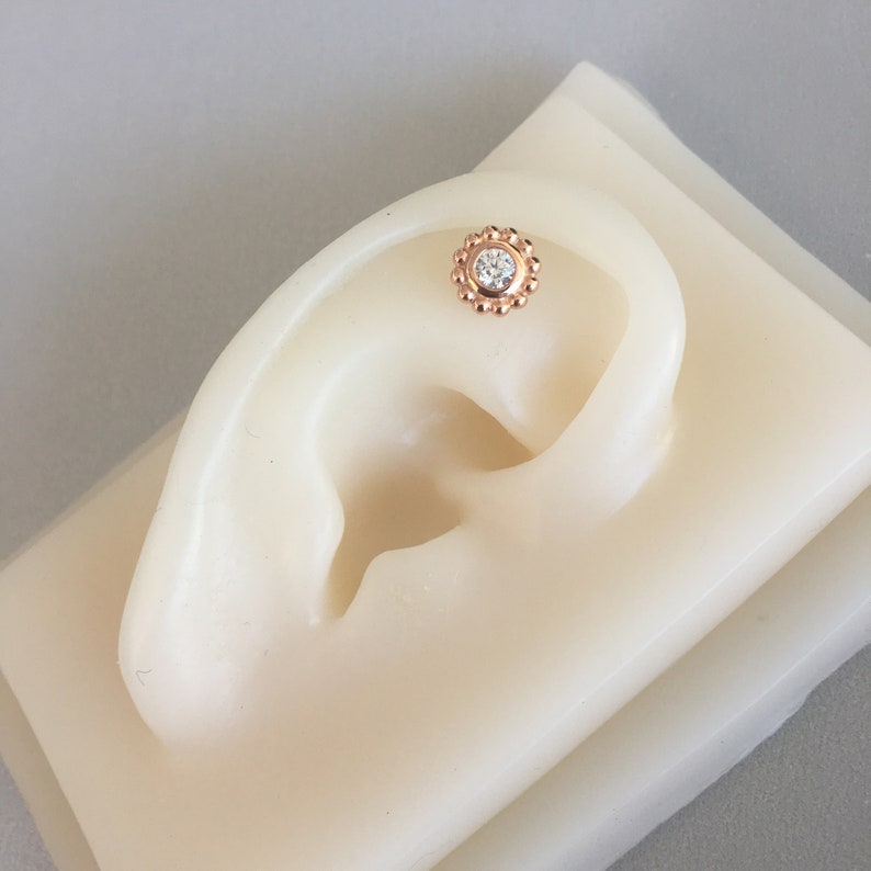 CZ With Round Balls Helix Earring Cartilage Piercing Tragus Etsy