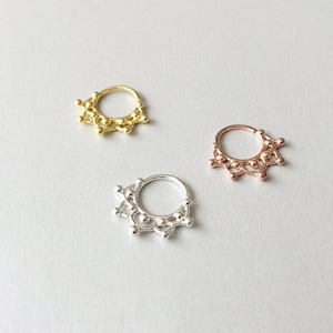 Gold Lotus Helix Hoop Tribal Earring Lotus Cartilage Hoop Daith hoop Piercing Septum Ring Lotus Daith Piercing Nose Hoop Nose Ring
