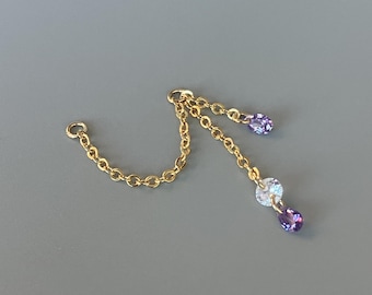 Hangende gouden ketting met CZ druppelvormige bedel Helix kraakbeen conch oorbel bevestiging Linking geketend piercing stapelen helix oorbel jas
