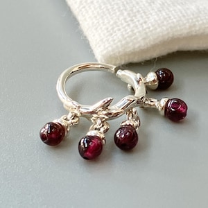 16G Red Garnet Conch Hoop Earring Dainty Silver Twig 10MM Twist Conch Ring Bridal Earring Conch Ear Piercing Jewelry January Birthstone Gift
