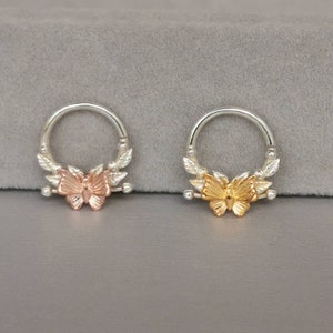 16G Dainty Butterfly Daith Earring Moth Daith Hoop Piercing 10MM Twist Hoop Silver Septum Ring Gold Rose Gold Ear Piercing Jewelry Nose Ring