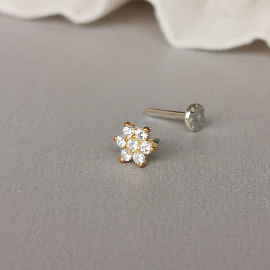 CZ Daisy Flower Helix Earring Threadless Push Pin Cartilage Etsy