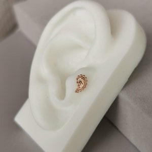 16G Paisley Tragus Stud Minimal Bali Cartilage Earring Silver Indian Helix Piercing Conch Jewelry Push in Pin Flat Back Bioflex Labret Post
