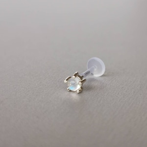 Genuine Rainbow Moonstone Tragus  Earring Helix Piercing Cartilage Earring Piercing Conch Stud Medusa Piercing Labret Piercing 16G