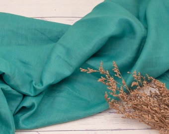 Teal solid - light weight 150gsm 1338cm width flax 100% Pure linen fabric