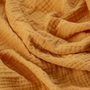 ORGANIC 19# honey solid color , super soft crinkle texture 100% organic cotton muslin double layered gauze fabric