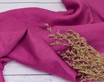 Hot Pink solid - light weight 150gsm 138cm width flax 100% Pure linen fabric