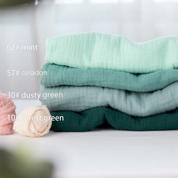 ORGANIC multiple color  soft crinkly textured organic cotton double layered gauze muslin fabric