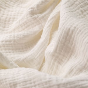 ORGANIC 2# cream solid color ,  soft crinkly textured 100% organic cotton muslin double layers gauze fabric