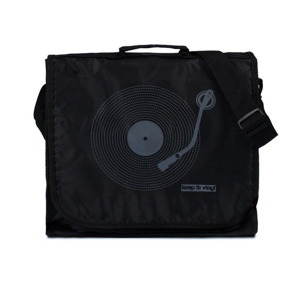 Keep It Vinyl Record Bag - Minimal Minimalist Bass Deck Decks Turntable LP Old School Hip Hop Retro Style DJ Records Messenger Shoulder Bag