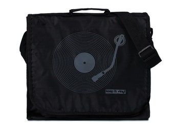 Keep It Vinyl Record Bag - Minimal Minimalist Bass Deck Decks Turntable LP Old School Hip Hop Retro Style DJ Records Messenger Shoulder Bag