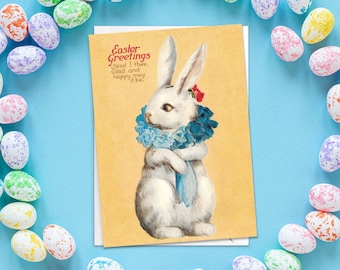 Weird Victorian Greeting Cards Easter Card Set Spring Sunday Edwardian Vintage Retro Adorable Kawaii Rabbit Bunny Funny Cute Flowers B17